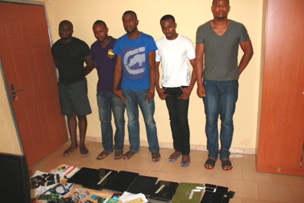 The suspects, Uche Nwakor, 27; Ejikeme Oluchukwu, 30; Ifeanyi Ejikeme, 28; Nnamani Ikechukwu,30; and Ibe Kodili Arrested by EFCC Recently